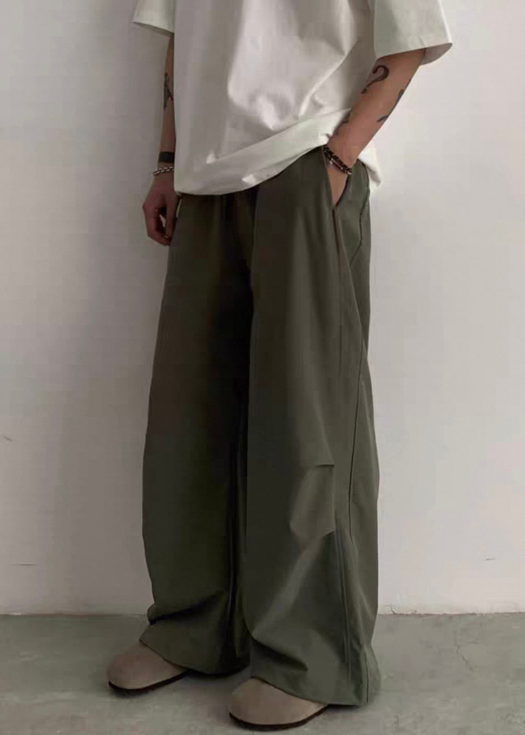 Pockets Pants Cotton Men Casual Green Drawstring Summer FashionChic