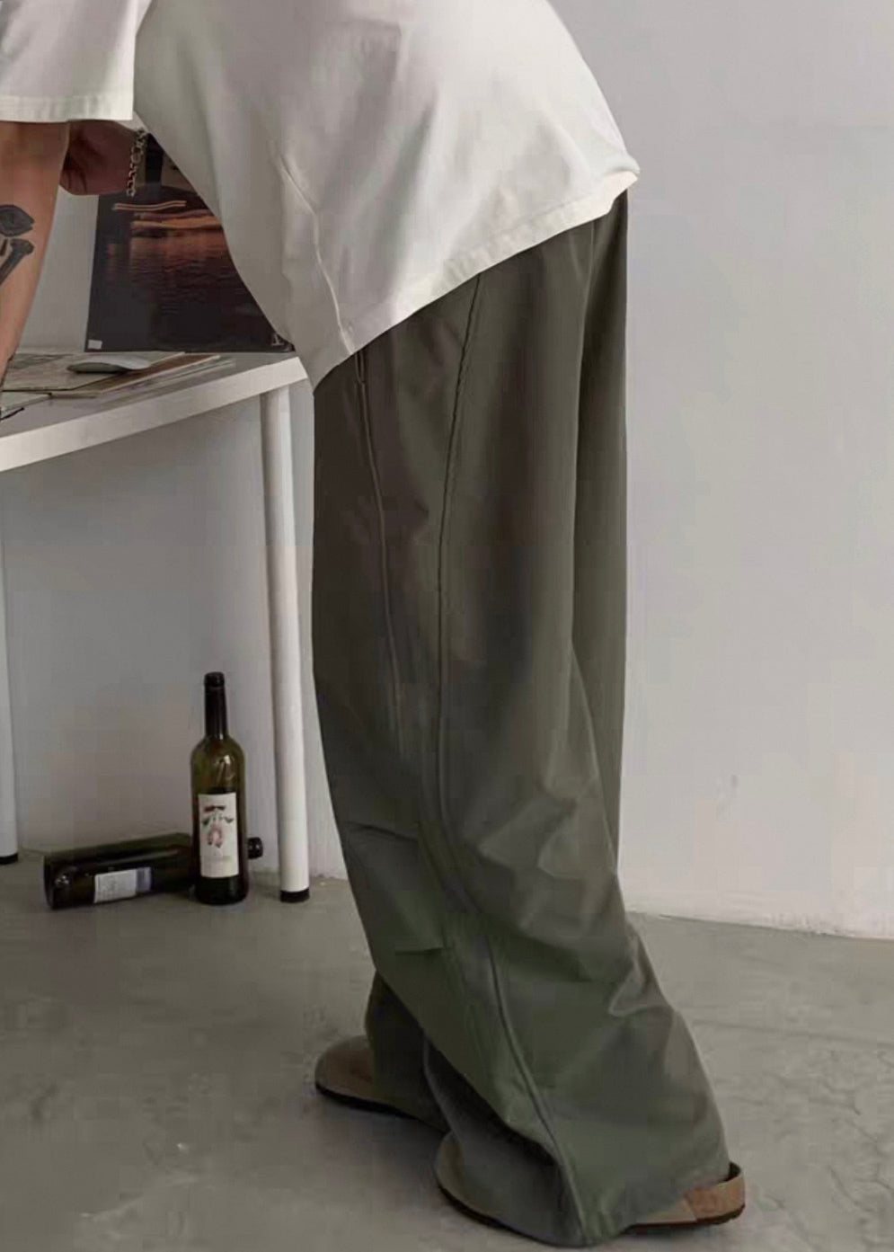 Pockets Pants Cotton Men Casual Green Drawstring Summer FashionChic