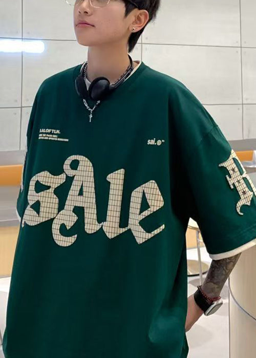 Casual Summer Print Pieces Green Two False Mens Shirt Cotton T FashionChic