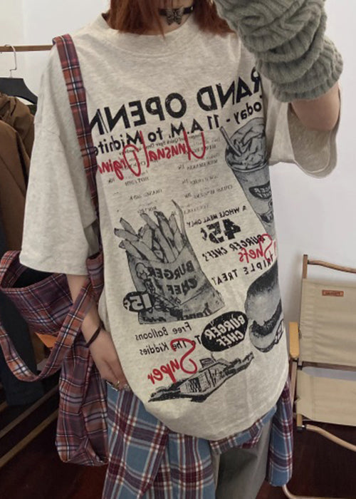 Casual Grey Print Original Design Cotton Men T Shirt Summer YL011 ABC