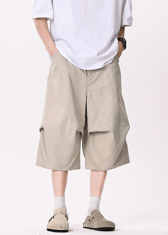 Casual Khaki Asymmetrical Pockets Patchwork High Waist Men Pants YT005 Men-Silk-MENCP240721