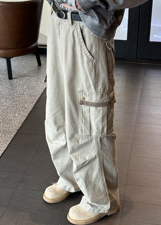 Pockets Denim Men Pants Casual High Khaki Spring Waist FashionChic