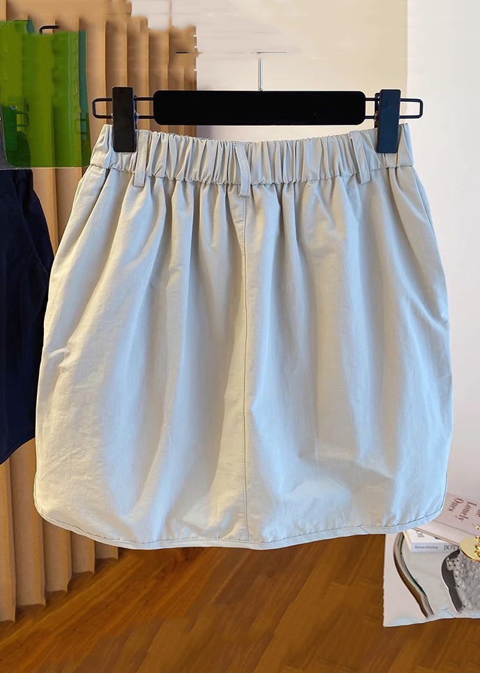 Casual Light Grey Pockets High Waist Cotton Skirts Summer QE016 MZF-SKTS240927