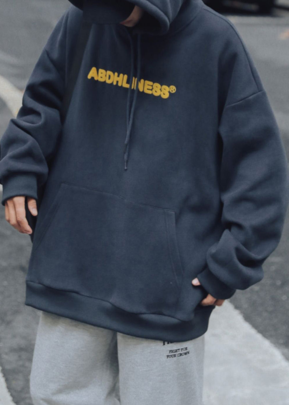 Casual Navy Print Pockets Oversized Cotton Men Sweatshirt Spring YQ036 ABC