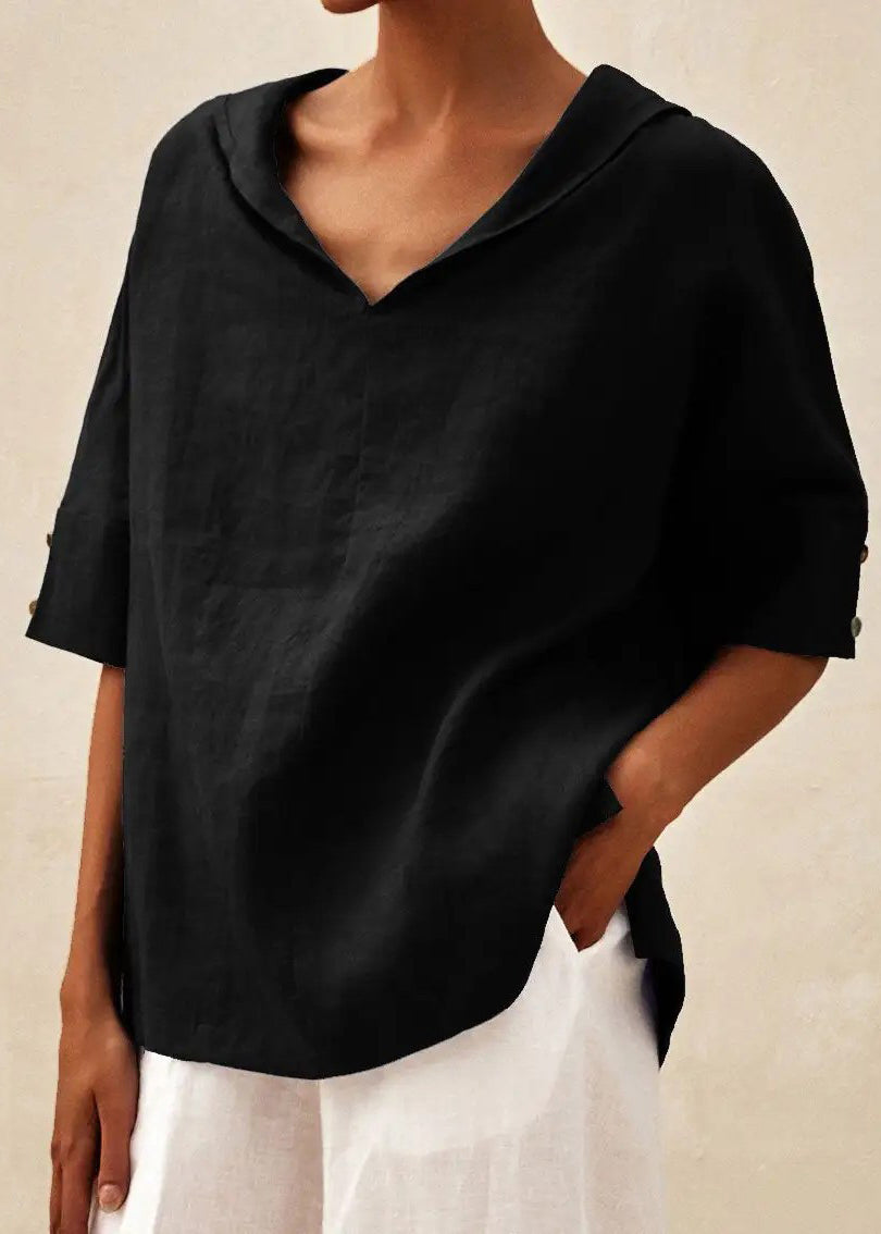 Shirts Sleeve Open Orange Casual Short Side O-Neck FashionChic