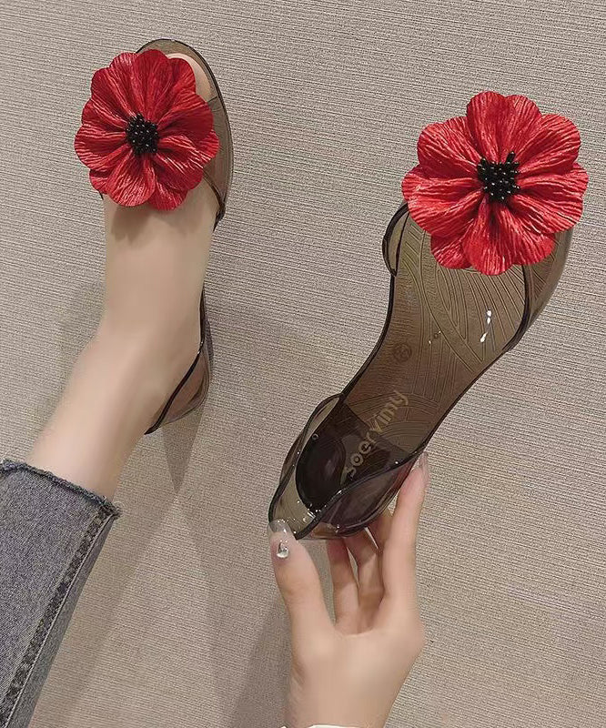 Toe Red Splicing Floral Water Casual Peep Sandals FashionChic
