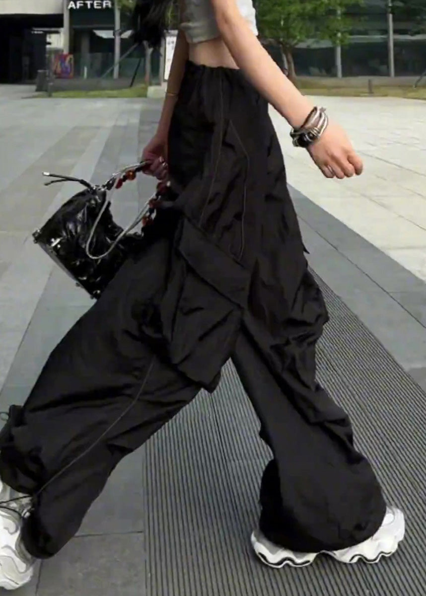Casual Silvery Summer Drawstring Pants Pockets FashionChic
