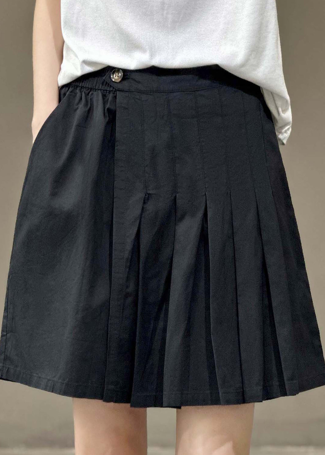 Casual Versatile Green Elastic Waist Pleated Shorts Skirt Summer QQ1046 Ada Fashion