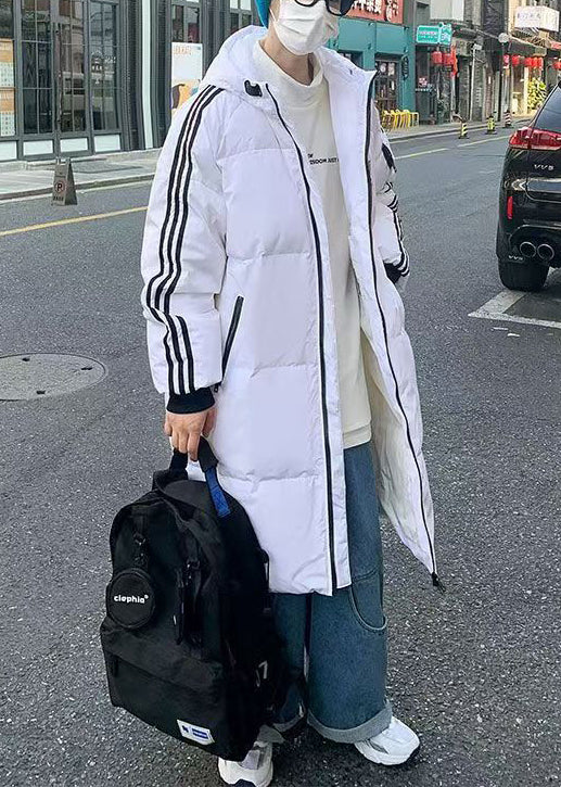 Casual White Hooded Striped Print Duck Down Men Down Coat WinterRM015 ABC