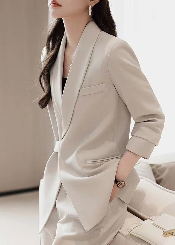 Casual White Spandex Coats Asymmetrical Spring YJ036 ABC