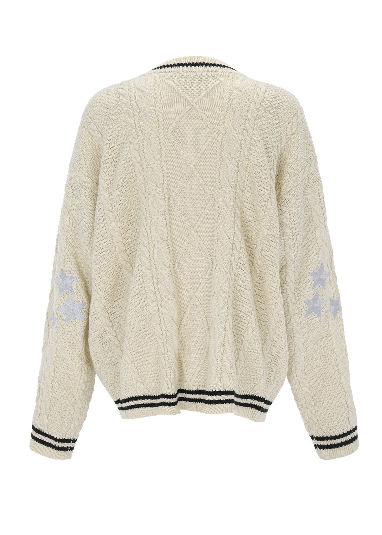 Casual White V Neck Embroidered Knit Cardigan Fall QY018 BB-ZS-WM-NCT241002