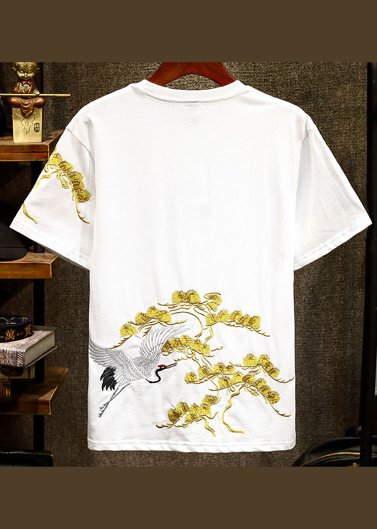 Apparel T Men Summer Shirts Embroideried Chic Black FashionChic