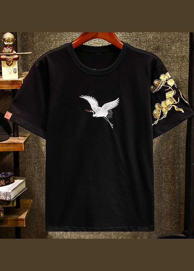 Apparel T Men Summer Shirts Embroideried Chic Black FashionChic
