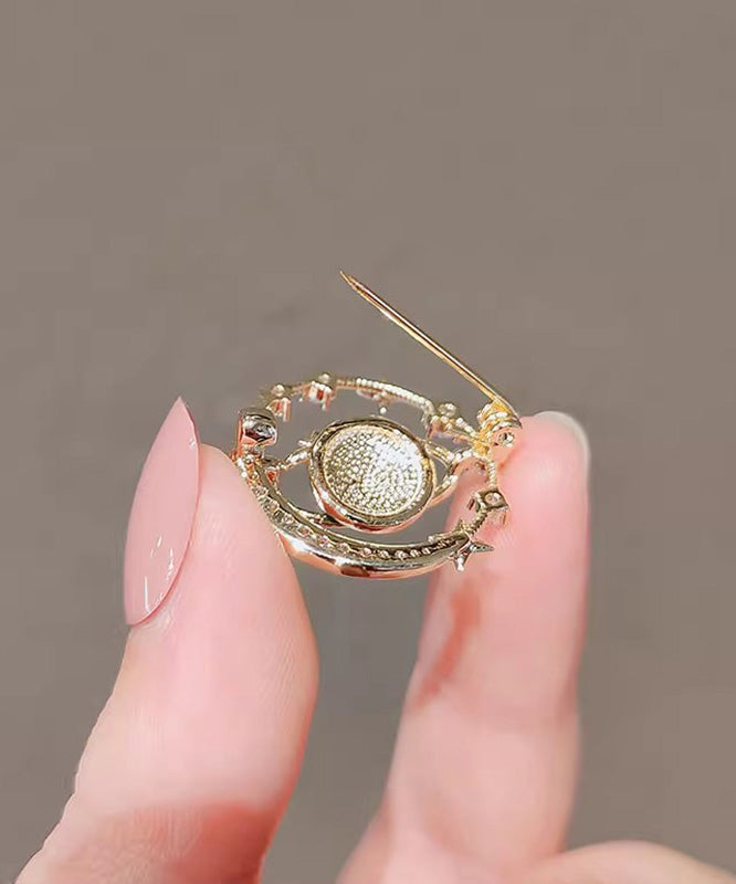 Chic Blue Alloy Zircon Cosmic Planet Brooch RG016 ABC