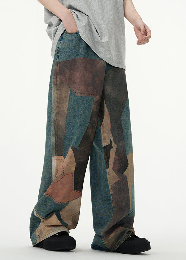 Chic Colorblock High Wais Patchwork Men Pants SA025 Men-casual-MENP240726