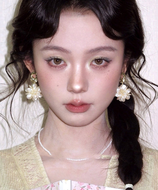 Gold Chic Drop Alloy Copper Resin Floral Earrings FashionChic