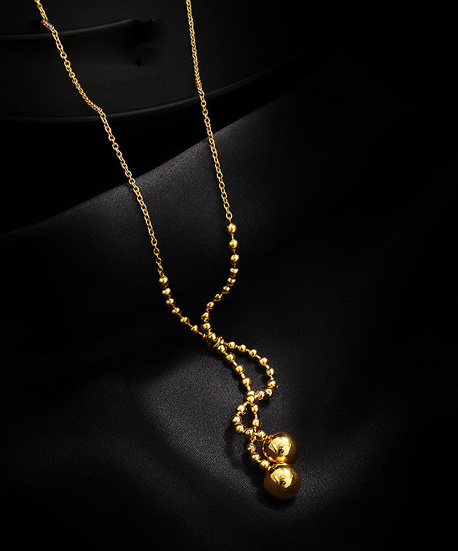 Chic Gold Stainless Steel Sphericity Tassel Pendant Necklace ZZ090 JEW-NLC240613