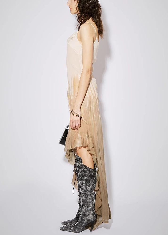 Chic Gradient Color Ruffled Low High Design Cotton Dress Sleeveless KK069 SH-LF-SDL240602