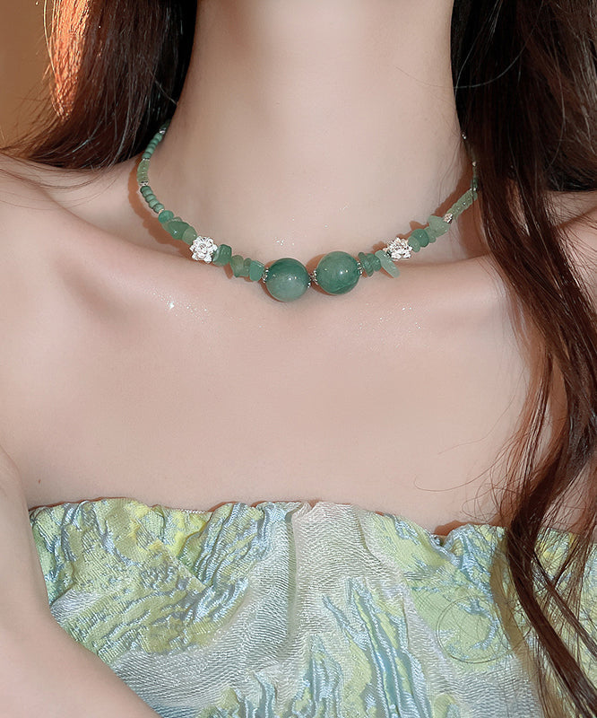 Chic Green Alloy Gem Stone Zircon Beading Choker WQ028 JEW-EAR241102