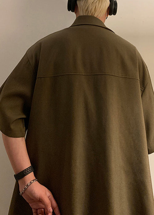 Chic Green Asymmetrical Patchwork Cotton Shirts Men Summer YT079 Men-Silk-MENSTP240721