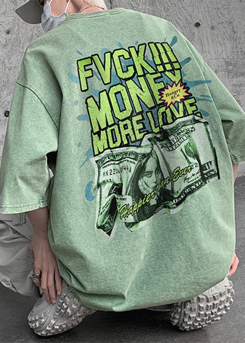 T Cotton Men Print Green Sleeve Letter Half Best Chic Shirts FashionChic