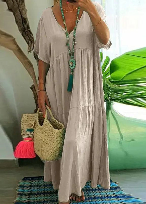 Beach Dress Green Cotton Lake Oversized Summer Patchwork Chic FashionChic