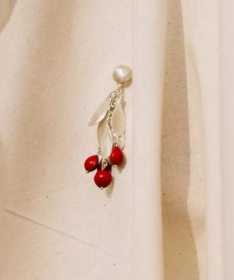 Chic Red Sterling Silver Alloy Leaves Drop Earrings PO020 JEW-EAR240729
