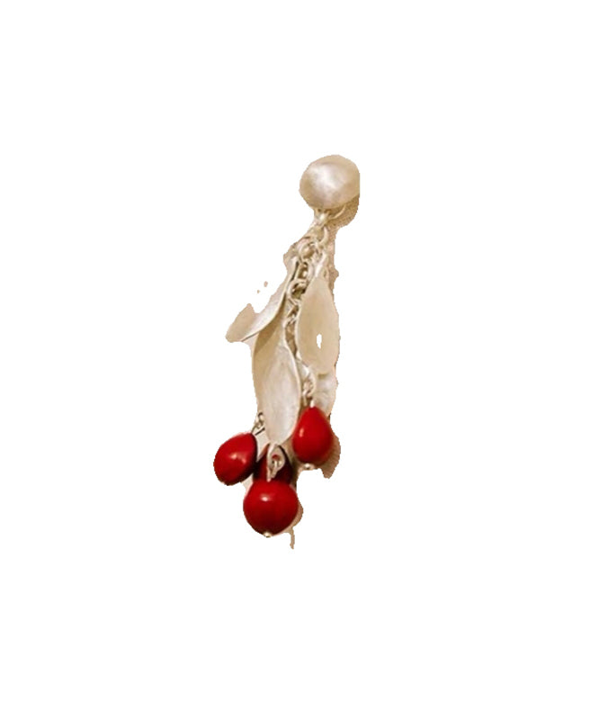 Chic Red Sterling Silver Alloy Leaves Drop Earrings PO020 JEW-EAR240729