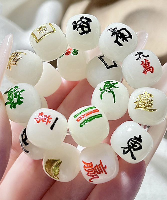 Alloy Mahjong Chain Buddhist Chic Bead White Bracelet FashionChic