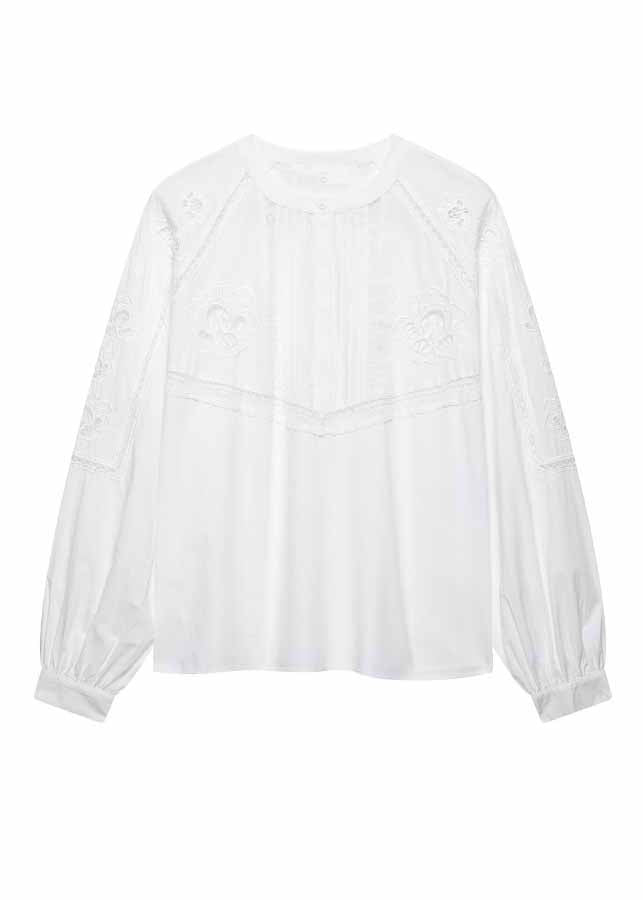 Out Fall Cotton Embroidered Set Hollow White Two Chic Piece FashionChic