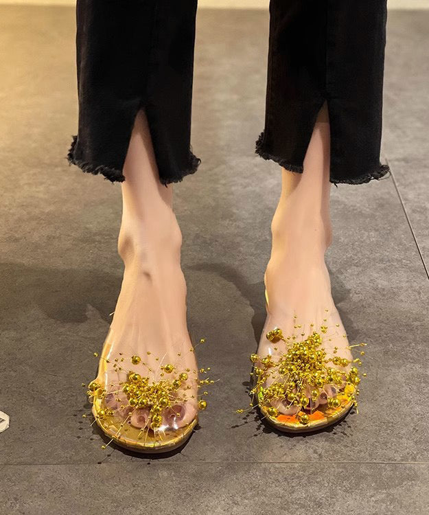 Bead White Sandals Splicing Slide Nail Chic Clear FashionChic