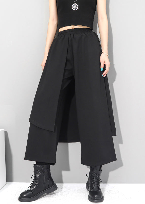 Chice Black Fake Two Pieces Pants Skirt Asymmetrical Patchwork Spring RZ001 ABC1