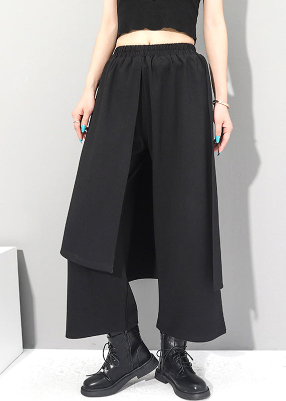 Chice Black Fake Two Pieces Pants Skirt Asymmetrical Patchwork Spring RZ001 ABC1
