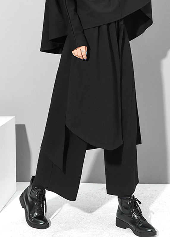Chice Black Fake Two Pieces Pants Skirt Asymmetrical Patchwork Spring RZ001 ABC1