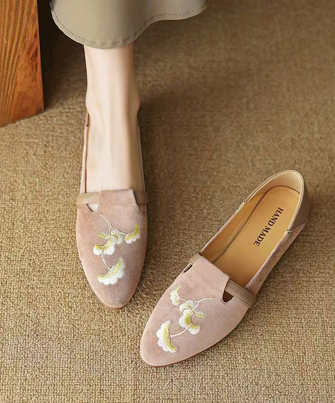 Chinese Style Black Suede Embroidered Chunky Loafer Shoes YC029 ABC