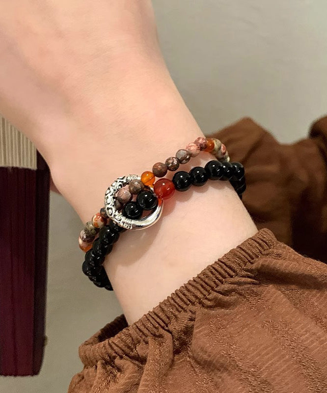 Chinese Ping Copper Glass Style Buckle Bracelet Beading Overgild FashionChic