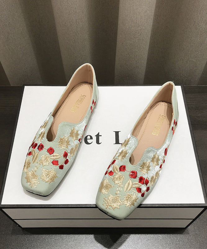 Fabric Cotton Apricot Chinese Flat Style Shoes Embroidered FashionChic