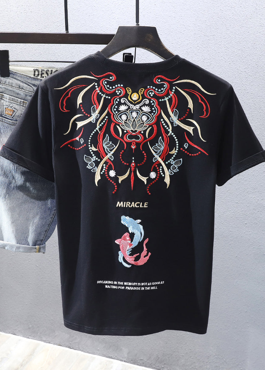 Chinese Shirts Embroideried T Style White Summer Mens FashionChic