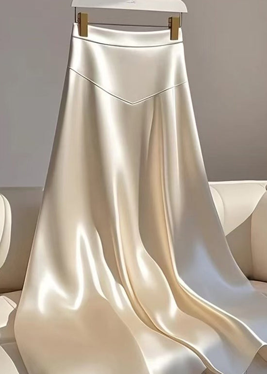 Maxi Silk Waist Champagne Patchwork High Summer Skirt Classy FashionChic
