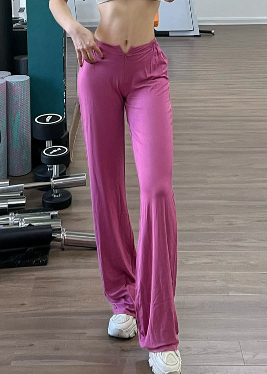 Classy Summer Cotton Elastic Pants Waist Rose Straight FashionChic
