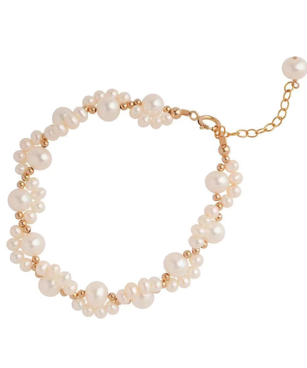 Classy White Alloy Pearl Cat Claw Chain Bracelet YI041 ABC