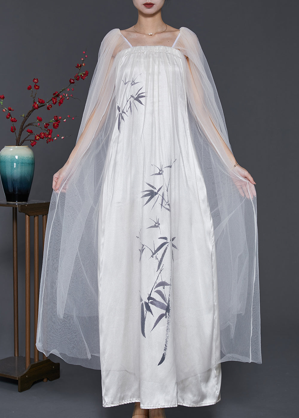 Classy White Cold Shoulder Patchwork Tulle Dress Summer SD1079 Ada Fashion