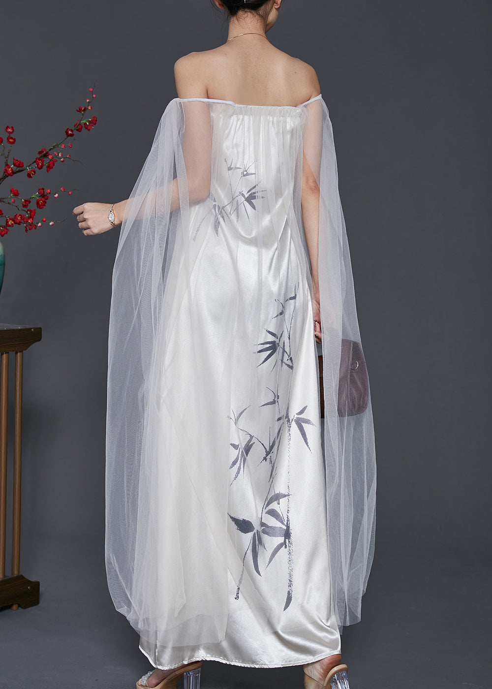 Classy White Cold Shoulder Patchwork Tulle Dress Summer SD1079 Ada Fashion