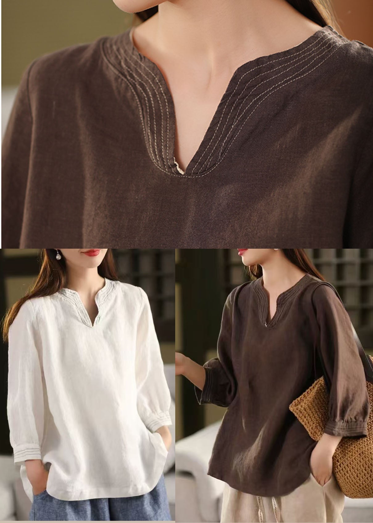 Tops Oversized Fall White Classy Linen Shirt FashionChic
