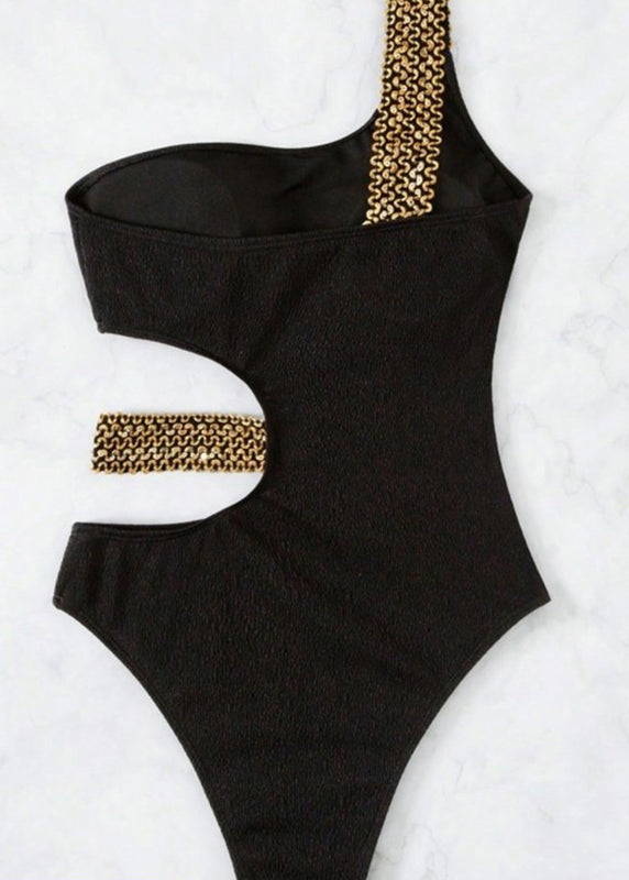 Chain Hollow Club Out Black Linked Bodysuit FashionChic