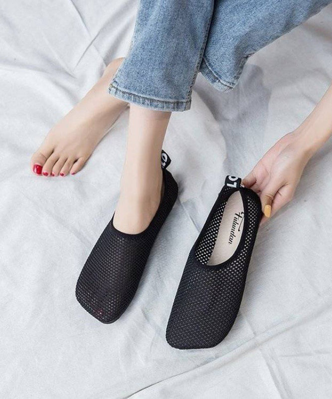 Flat Comfortable Black Shoes Breathable Mesh FashionChic