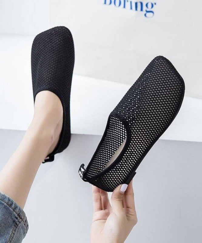 Flat Comfortable Black Shoes Breathable Mesh FashionChic