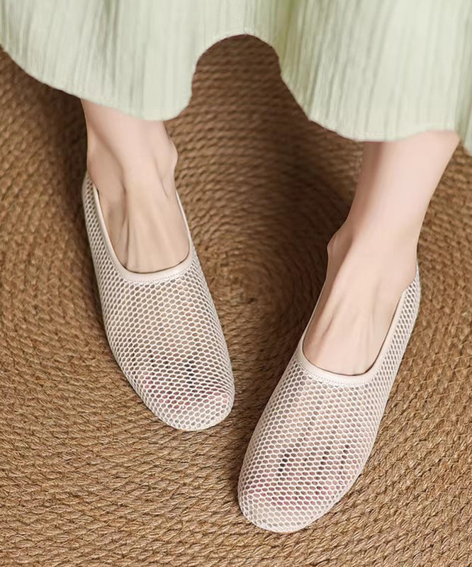 Hiking Comfortable Out Sandals Sheepskin Hollow Beige FashionChic