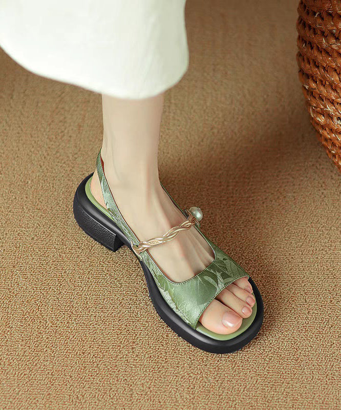Peep Toe Sandals Comfy Strap Black Splicing Chunky Buckle FashionChic