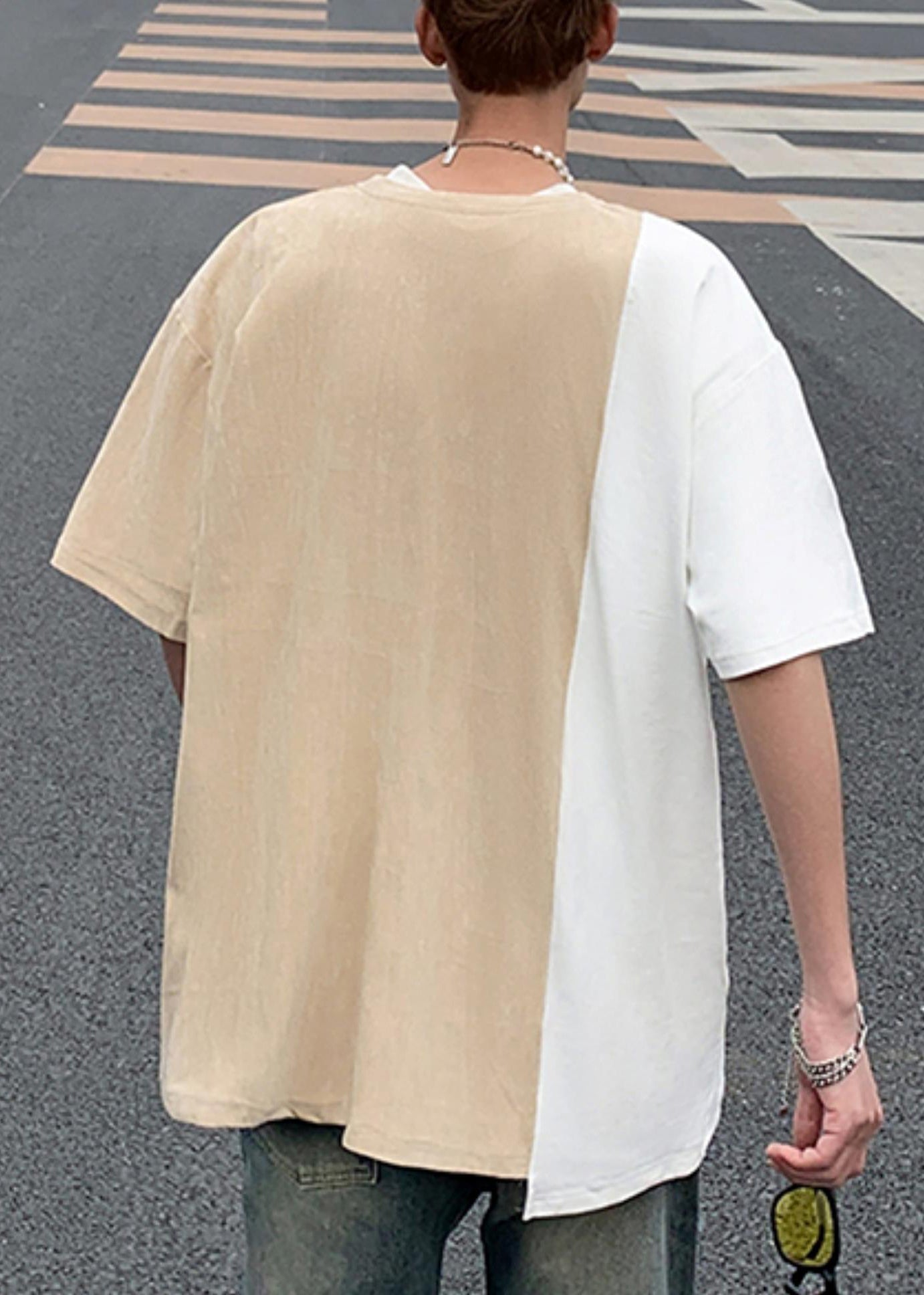 Suede O T Black Men Neck Patchwork Cool Shirts Faux Pockets Half FashionChic